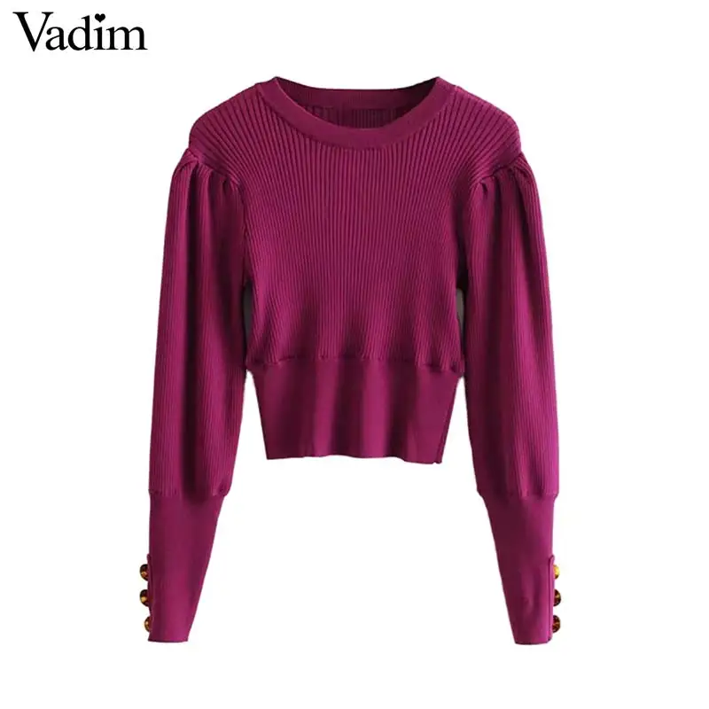 Женское элегантное платье vadim вязаный кроп Топ длинный рукав тонкие свитера