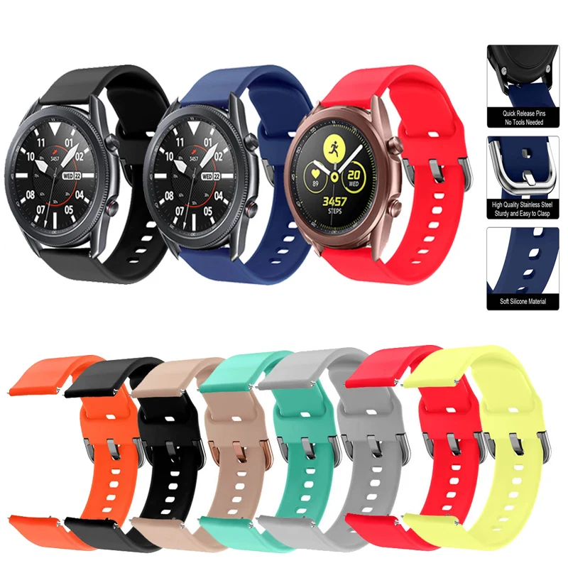 

Ремешок силиконовый для Samsung Galaxy Watch 3 41 мм 45 мм, 20 мм 22 мм