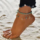 Богемный Браслет LETAPI с голубыми бусинами, для ног, цепочка для ног, золотой цвет, цветок, винтажные пляжные украшения для ног