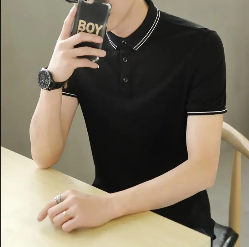 

ZNG 2019 New Casual Men's Fashion Shirt Mens Short Sleeve Shirts Men's Brand Clothing Male Striped Boys Stand Collar Clothing
