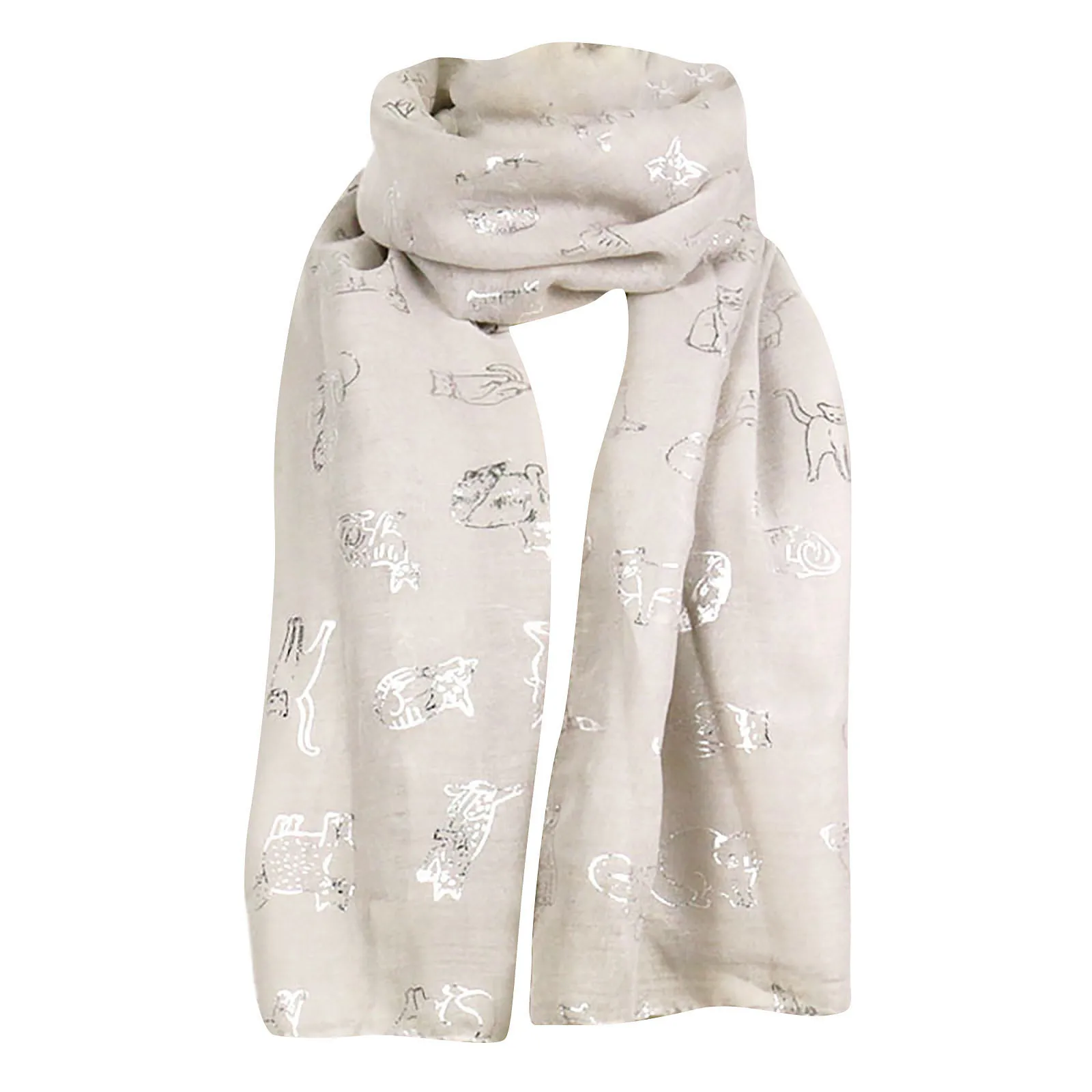 Fashion Women Cat Foil Printed Long Wrap Shawl Pashmina Stole Scarf Scarves Bandana Chiffon Hijab Hair Accessories Шарф Женский |