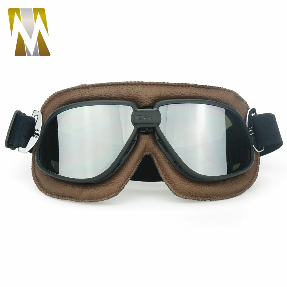 Винтажные очки авиаторы зеркальные линзы шлем мотоциклетные байкерские кожаные