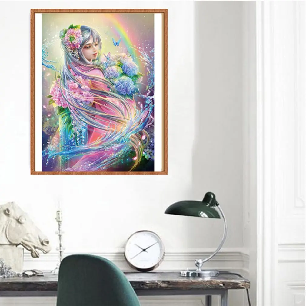 

Rainbow Girl Flower Fairy Butterfly Art Painting Handmade Diamond Painting Cross Stitch