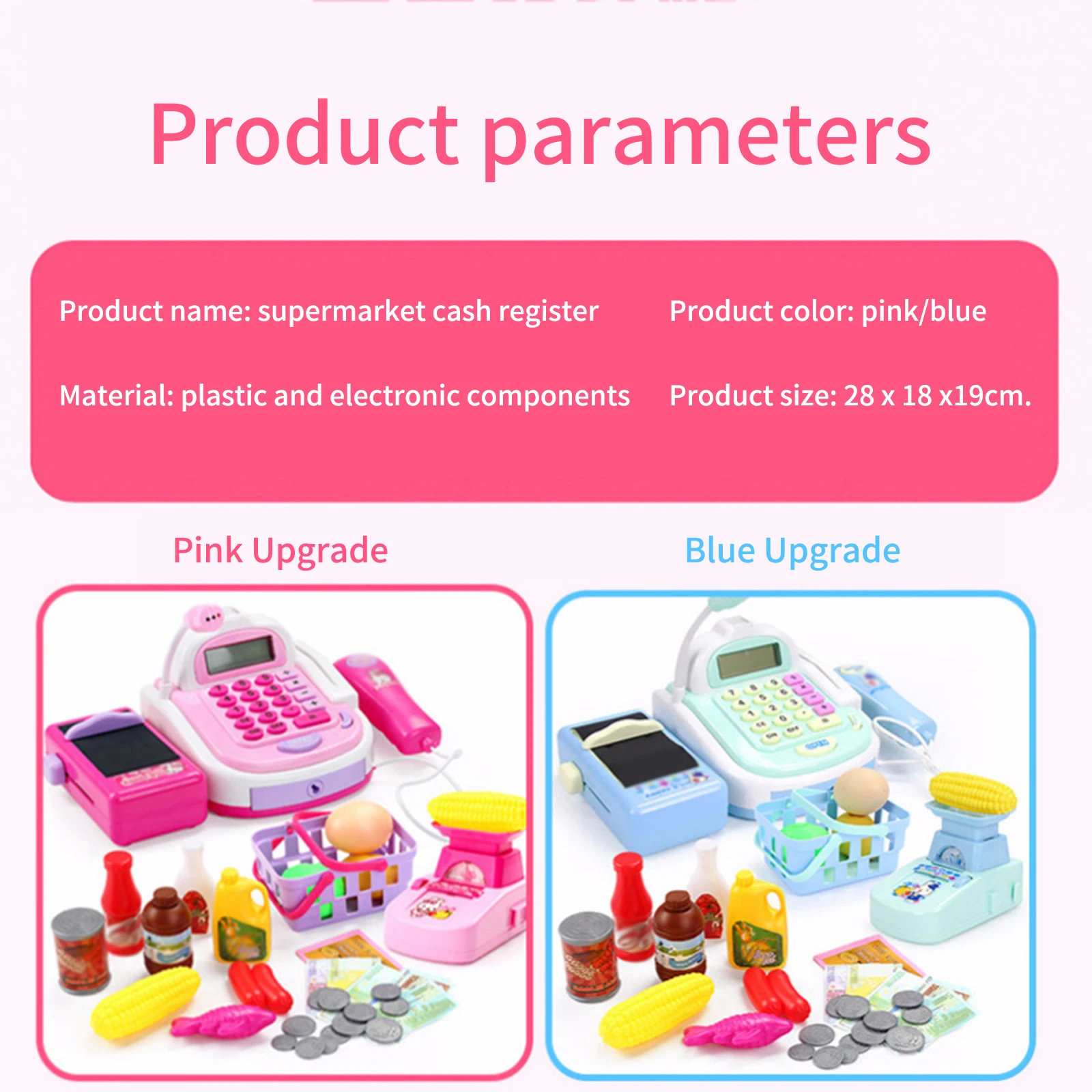 

2021 Pretend Play House Toy Children'S Simulation Supermarket Cash Register Upgraded Version With Electronic Scale Kid Toys