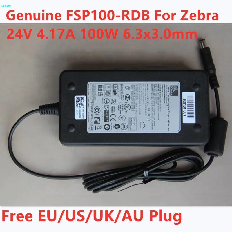 Подлинная 24V 4.17A 100W 6 3x3 0 мм FSP100 RDB 808101 001 AC адаптер для Zebra ZXP3 GX420D GX420T GX430T GX43 Питание