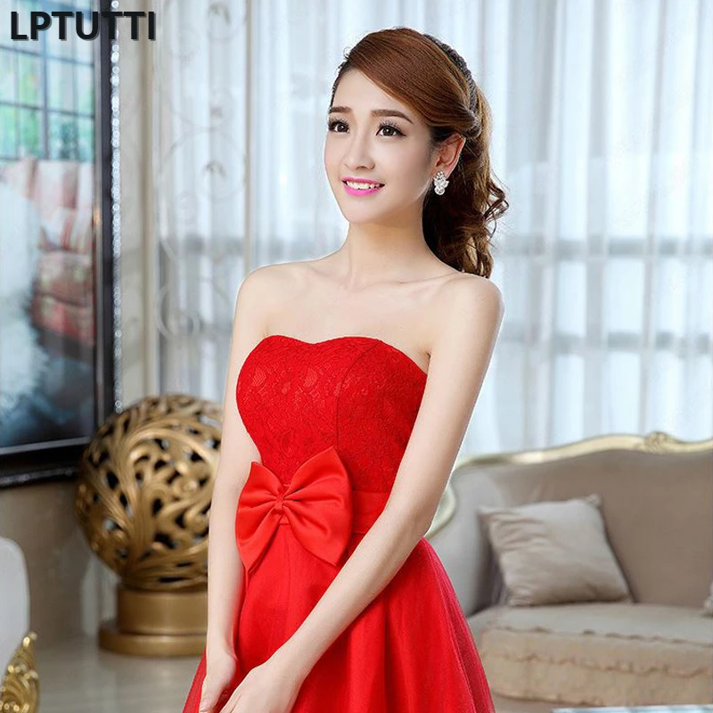 

LPTUTTI Bow Lace New Sexy Woman Social Festive Elegant Formal Prom Party Gowns Fancy Short Luxury Cocktail Dresses