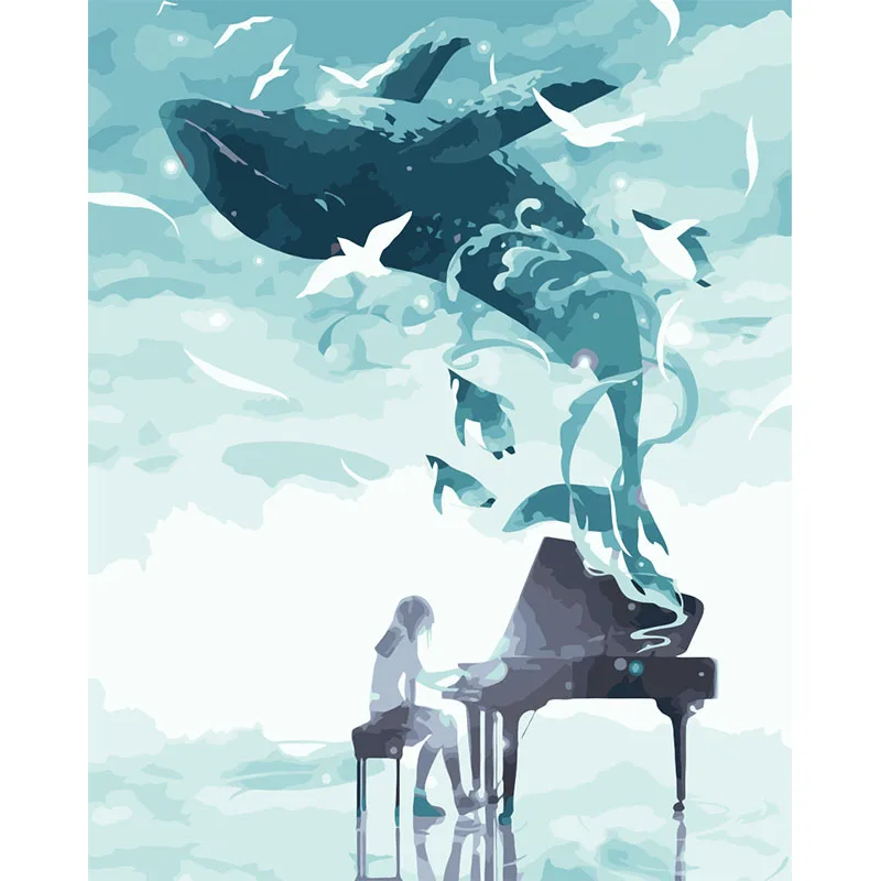 Набор для рисования по номерам большими рыбками цифровая Раскраска взрослых