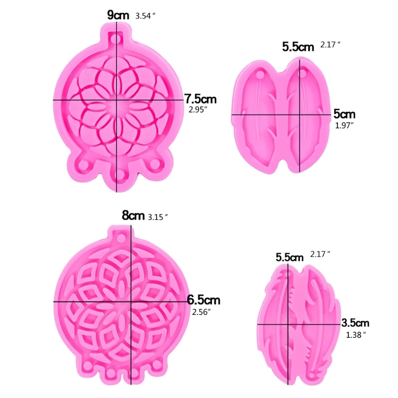 

4 Pcs/Set Dream Catcher Feather Pendant Epoxy Resin Mold Earrings Necklace Keychain Silicone Mould DIY Crafts Jewelr Tools