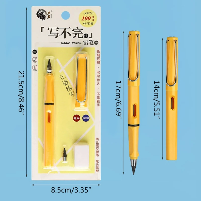 

3 Pcs Multi-purpose Inkless Pen with Removable Pen Nib Eraser Signing Pen No Sharpening No Ink Ideal for artist Student
