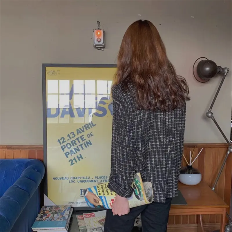 Женский Повседневный клетчатый Блейзер Alien Kitty винтажный офисный свободный