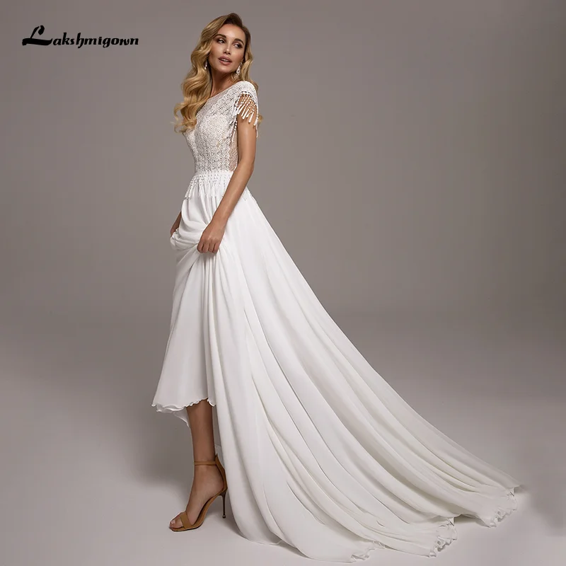 

Женское свадебное платье Lakshmigown, шифоновое пляжное платье А-силуэта с открытой спиной в стиле бохо, 2023