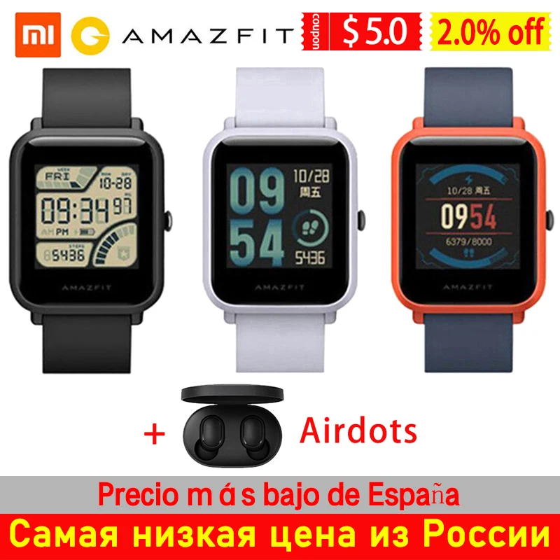 Amazfit Bip Смарт часы 45 дней Срок службы батареи английский/испанский/русский multi