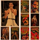 Знаменитые постеры из крафт-бумаги с изображением группы Queen Band Freddie Mercury для дома, бара, кафе, фона, декор сделай сам, картина, подарок, наклейка на стену