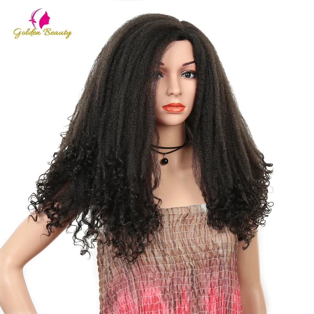 Парик для косплея Золотая красота афро кудрявые вьющиеся волосы длиной 22 дюйма