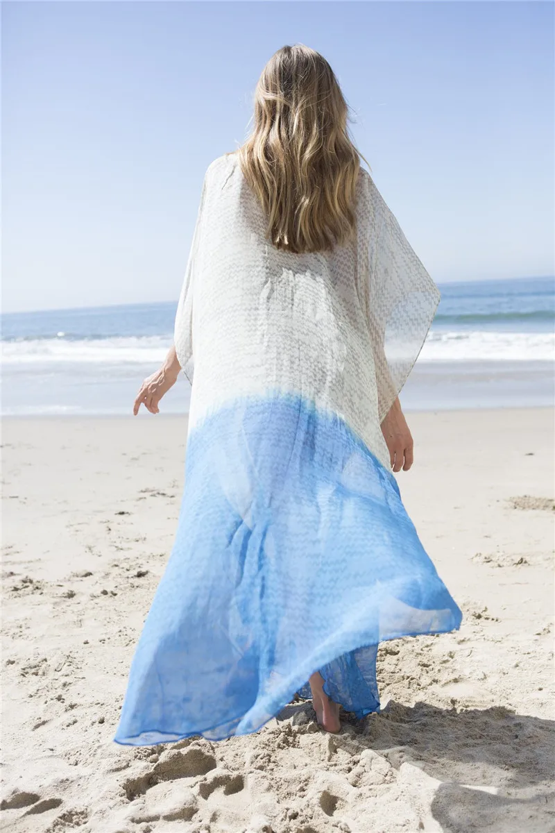 Пляжная шифоновая накидка Caftan парео для пляжа 2021 пляжная одежда оверсайз бикини