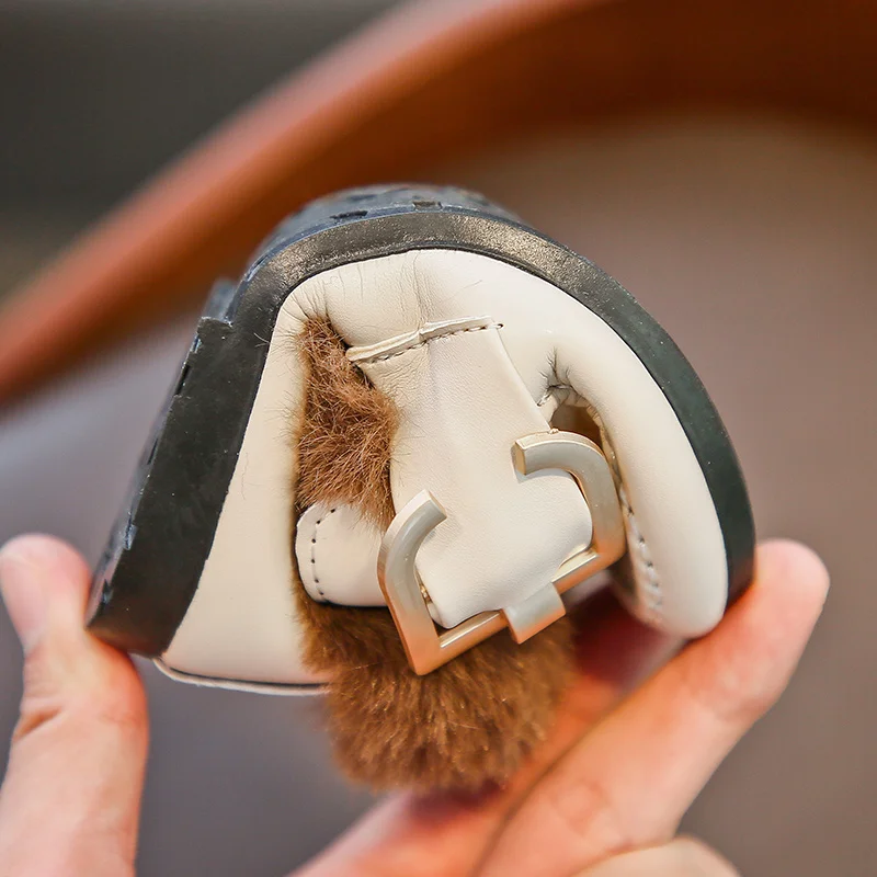 Зимние ботинки Новый дизайн Плюшевая бархатная кожаная обувь Chaussure Enfant Вечерняя