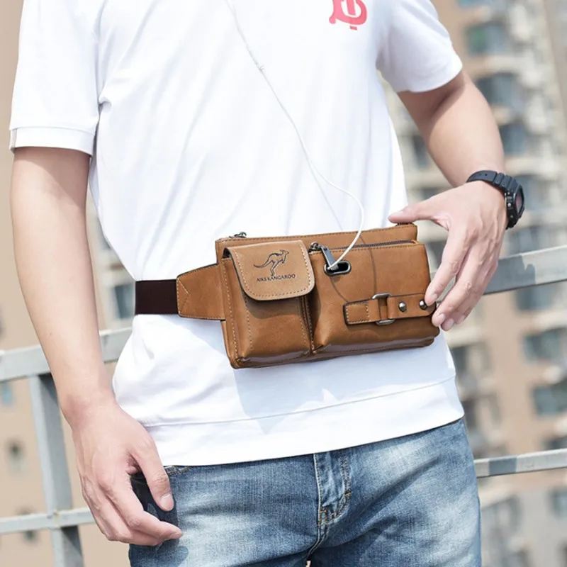 

Men'sTravel Chest Bag Genuine Leather Waist Bag For Male Shoulder Bag Multifunction Short Journey Messenger Moto BackPack