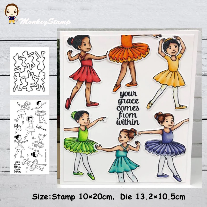 Обезьяна Рождество танцующая девушка металлические штампы и трафарет для DIY