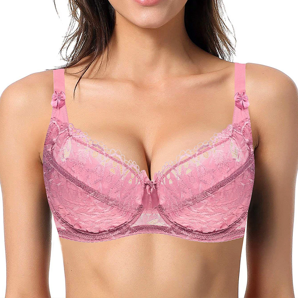 YBCG розовый женский бюстгальтер с кружевным бантом прозрачный дышащий на