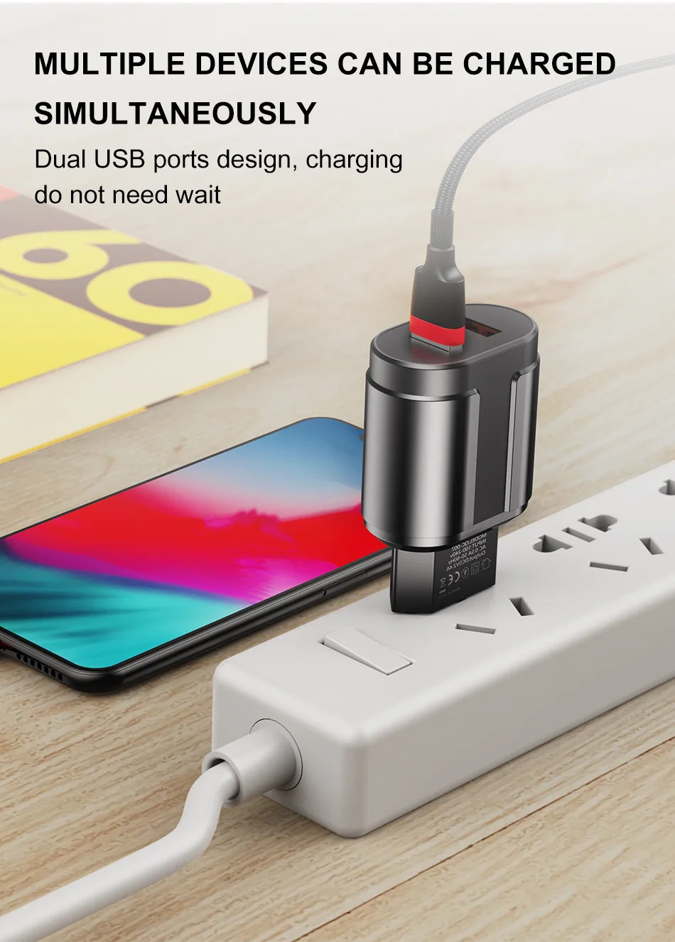 USLION Dual USB зарядное устройство 5 В 2.4A Быстрая зарядка стены мобильного телефона зарядное устройство для iPhone samsung Xiaomi Портативный ЕС США штекер Адаптер
