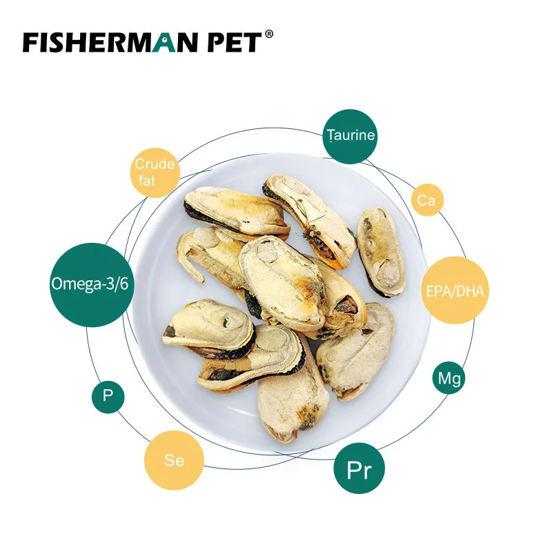 

Pet treats snack freeze-dried New Zealand Mussel Naturals food for pet dogs and cats animals training