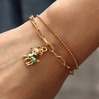 christmas bracelet elk snowman wreath pendant link chain bracelets for women girl xmas jewelry gifts accessories gift noel