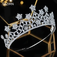 full cubic zircon tiara zirconia crown cz diadema bridal coroa wedding hair accessories bride jewelry