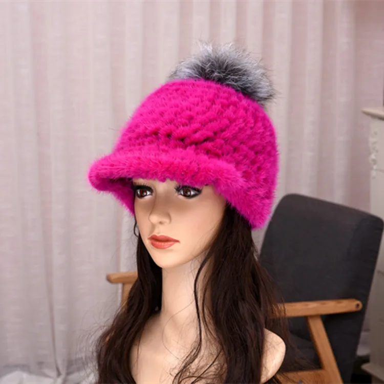 Женские меховые шапки Harppihop черная шапка из натурального меха норки теплая