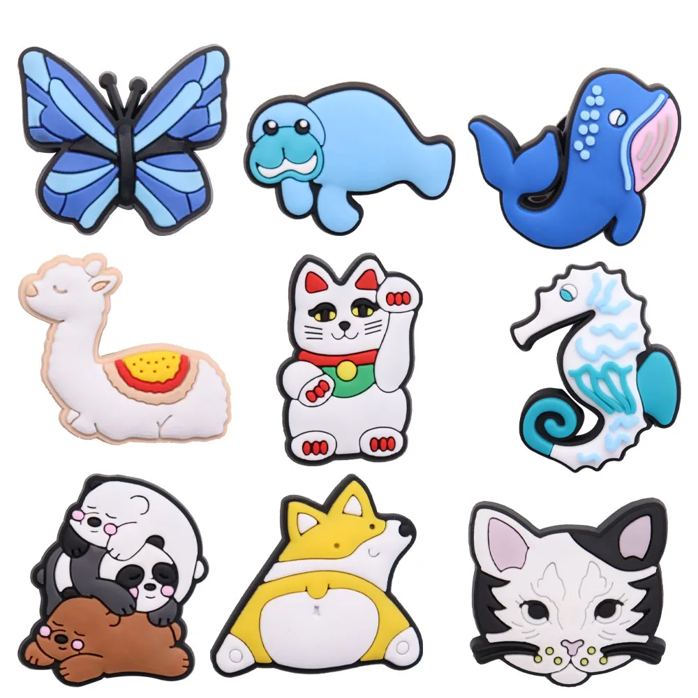 1Pcs Alpaca Animals Dog PVC Dolphin Lucky Cat Shoe Charms Shoes Accessories Decorations for Croc Jibz Wristbands Kids Gift