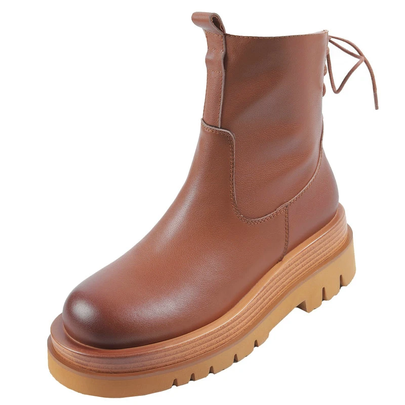 

Cross Tied Ankle Boots 2021 Winter Platform Chunky high Heels Shoes Woman 2021 New Arrival Office Lady Working Boots black brown