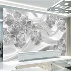 Пользовательская настенная бумага 3D стерео ювелирные изделия цветы Шелковые обои гостиная телевизор диван роскошный домашний декор Европейский стиль настенная роспись