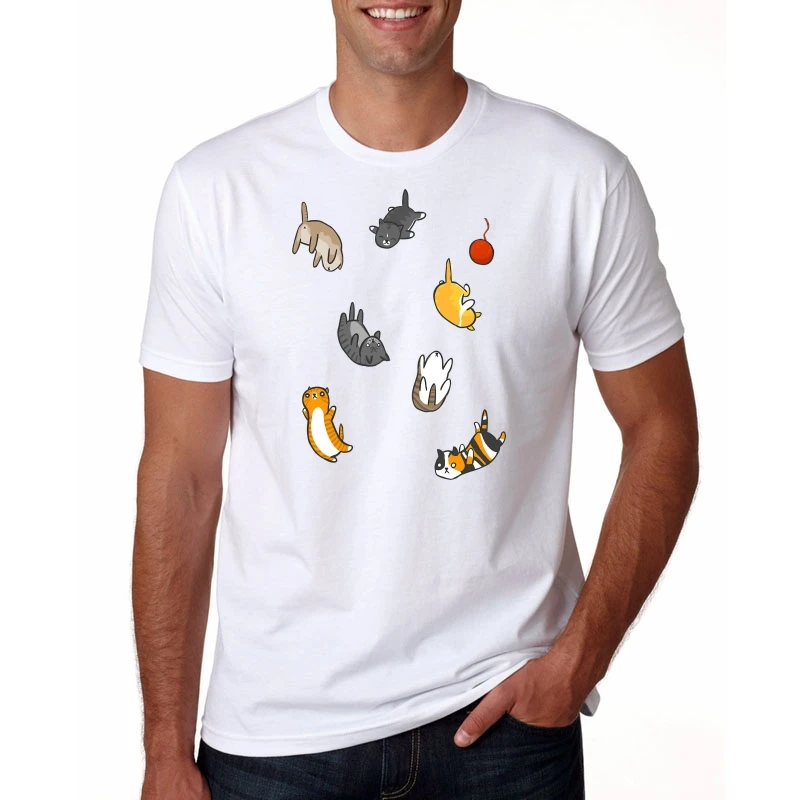 

2020 New arrival men's Kitten Rain print T Shirt fashion T-Shirt Print Casual Short Sleeve