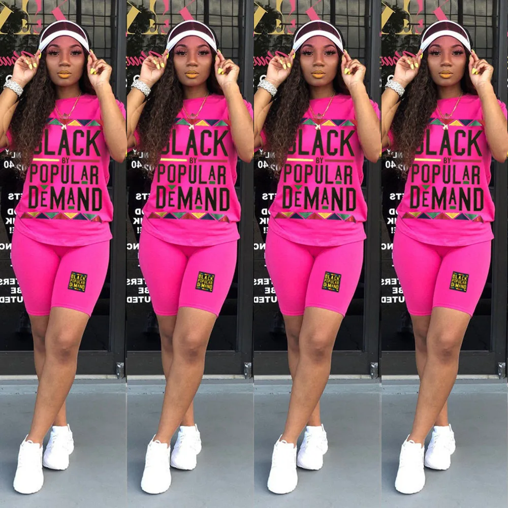 2019 Summer Women Letter Print Streetwear 2 Piece Set Tracksuit Jogging Femme Outfits Clothing Neon Green Yellow |