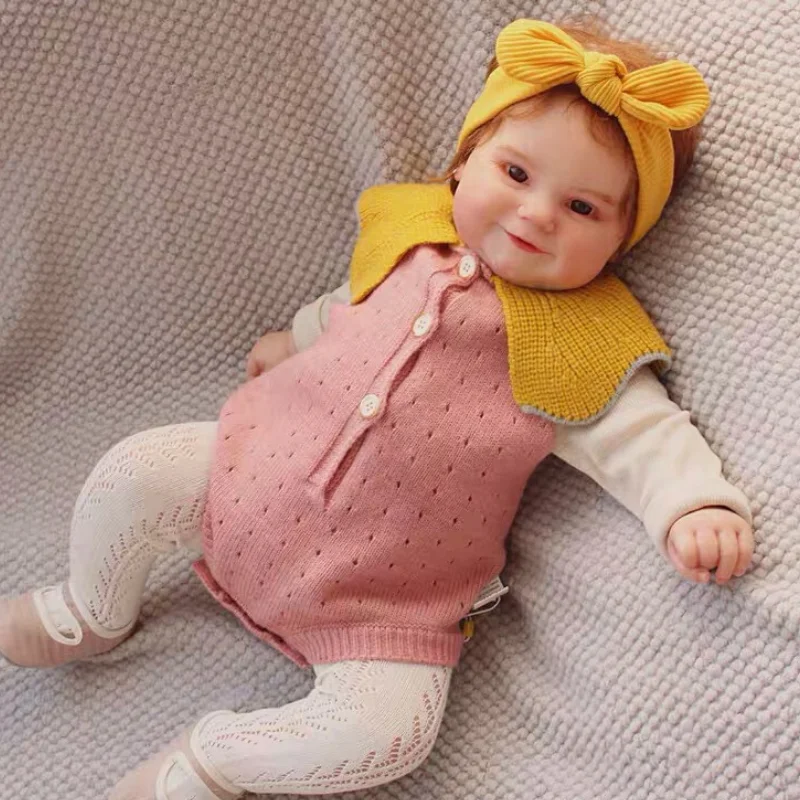 

Bebe Reborn Baby Doll 20 Inches Lifelike Newborn Smiley Girl Maddie Vinyl Unpainted Unfinished Doll Parts DIY Blank Doll Kit