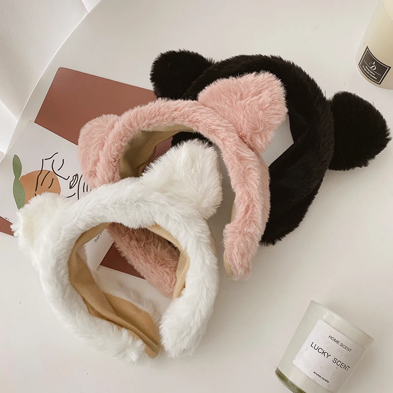 

[Xwen] 2020 New Korean Plush Cat Ears Hair Band Pure Color Headdress Fashion Women 3 Colors OH1449