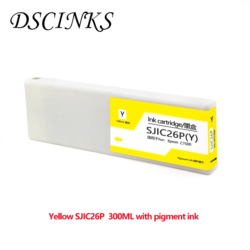 New SJIC26P BK C M Y compatible ink cartridge with 300ML pigment ink for Epson ColorWorks C7500 printer with chip