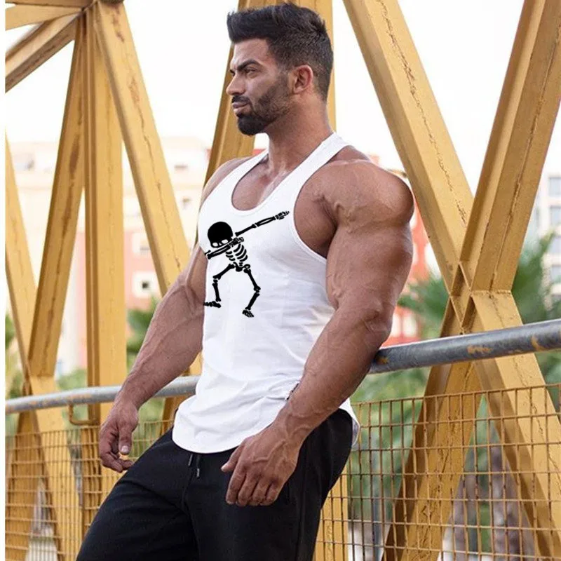 

Мужская спортивная майка с коротким рукавом и круглым вырезом, с принтом черепа