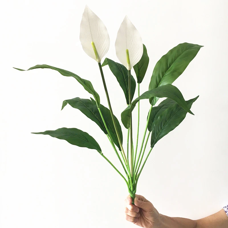 

60cm 8 Leaves Artificial Flower Tropical Plants Bouquet Fake Tree Branch Plastic Green Leafs Bonsai Plant For Home Balcony Decor