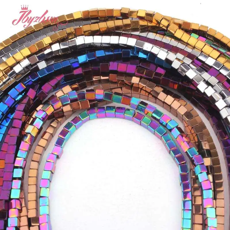 Квадратные гематитовые бусины 3 мм (без магнита) каменные с отверстием