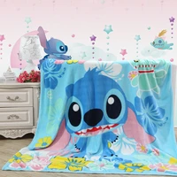 lilo stitch floral printed blankets throws for girls boys childrens kids gift home bedroom decoration flannel blue 150x200cm