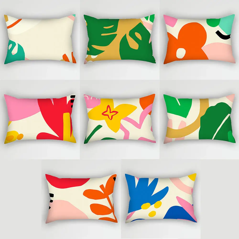 

Geometric Trees Irregular Rectangle Lumbar Pillow Case Car Waist Support Office Lumbar Cushion Sofa Room Backrest Decoration