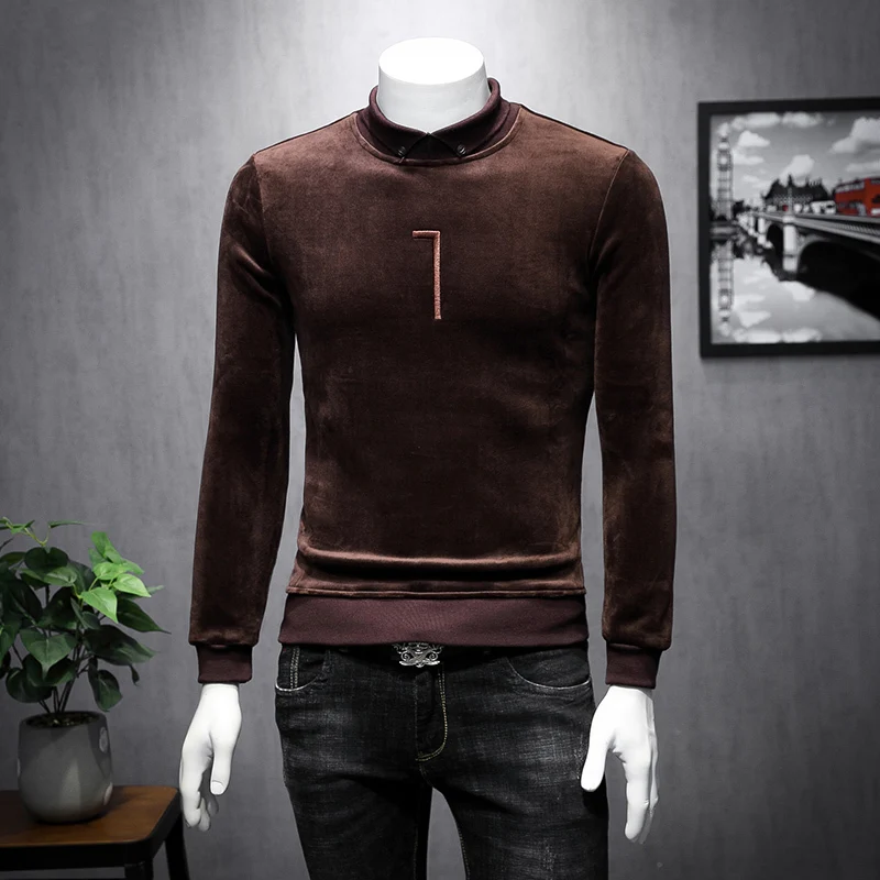 Повседневные топы уличная одежда футболка с вышивкой бархатная Camisas Sociais De Veludo