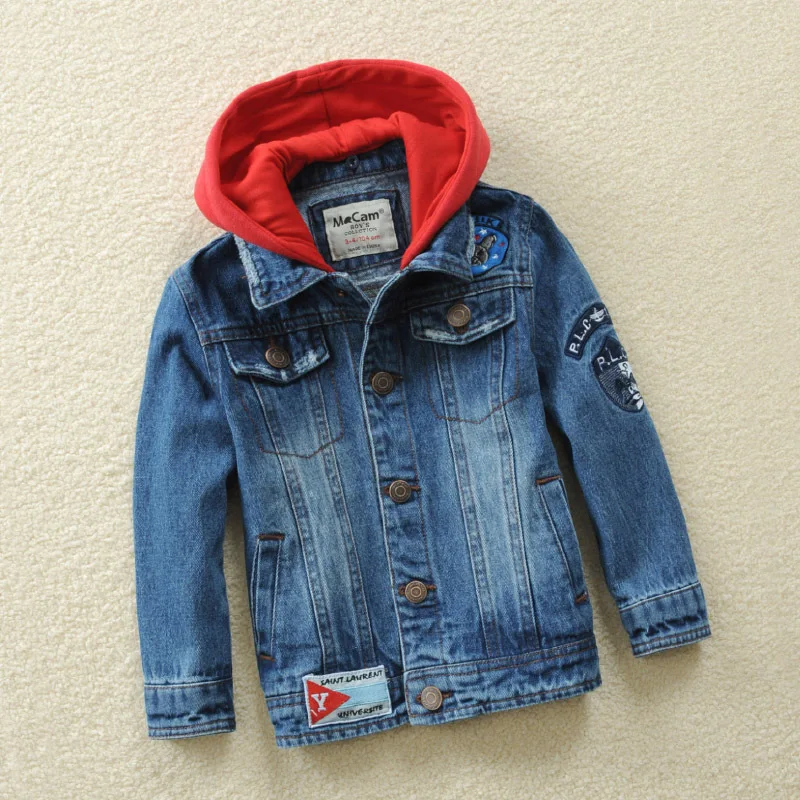 

2019 Childrens' Jacket Denim Jackets For Boys Autumn Coat Children's Clothing Hooded Outerwear Kids Jeans Coats Teenages 3-14 Y