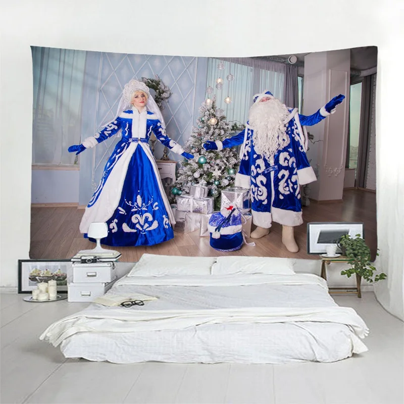 Santa Claus Tapestry Beautiful Snow Maiden Wall Hanging Tapestry High Quality 3D Coverlet Waterproof Tapestry Christmas Decor