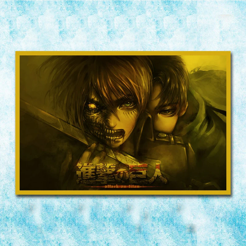 Японский аниме атака на постер Титан Эрен Jaege Mikasa · Ackerman Искусство Шелковый Холст