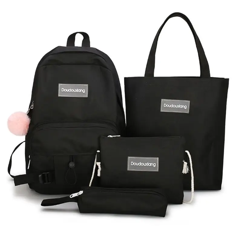 

D0UD 4 шт. холщовые рюкзаки, школьный рюкзак, сумки на плечо, набор для книг, чехол для карандашей для студентов, девочек-подростков