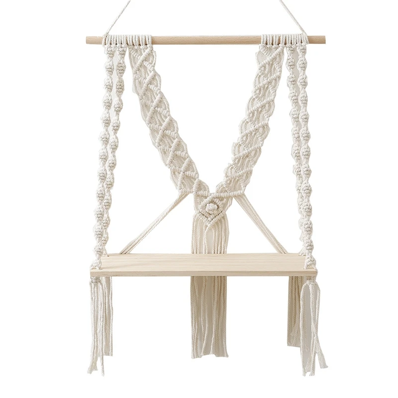 

Wall Hanging Shelf Boho Indoor Macrame Shelf for Plants Hanging Shelves Decor Organizer Rack for Living Room, Bedroom