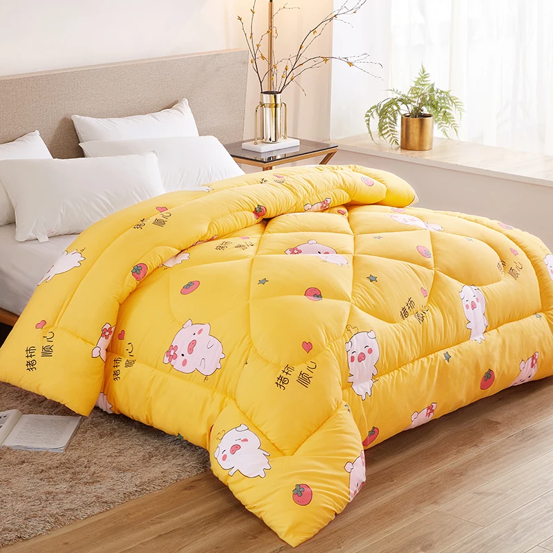 

Heart Print Thicken Blanket New Fashion Winter Comforter Colourful Bedding Duvet With Stuffing Patchwork Quilt Warm Bed Cover