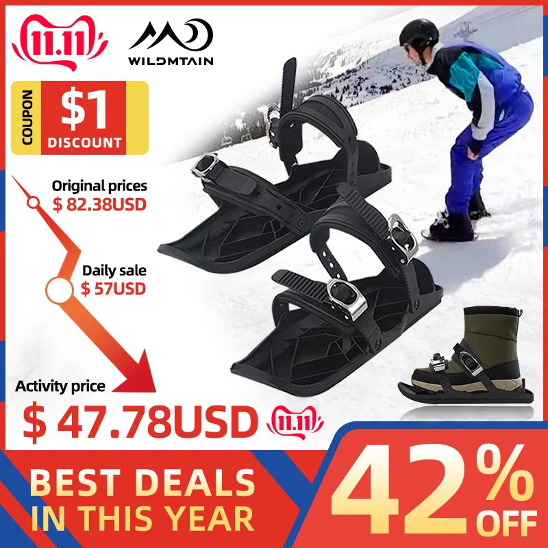 Мини коньки для катания на лыжах снегоступы регулируемые соединения отдельные