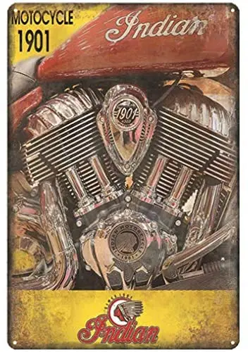

Free Pintree Original Retro Design Motorcycle Engine Tin Metal Signs Wall Art | Thick Tinplate Print Poster Wall Decoration for